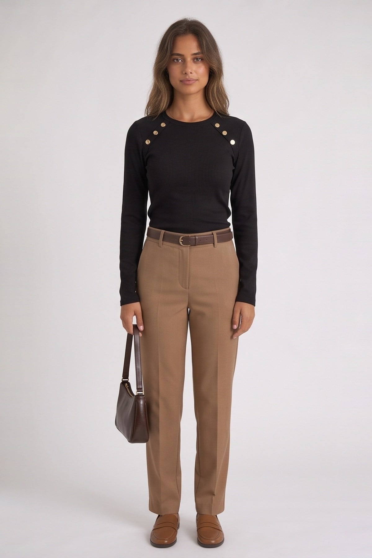 Düğme Detaylı Bluz Siyah | Fashion Friends