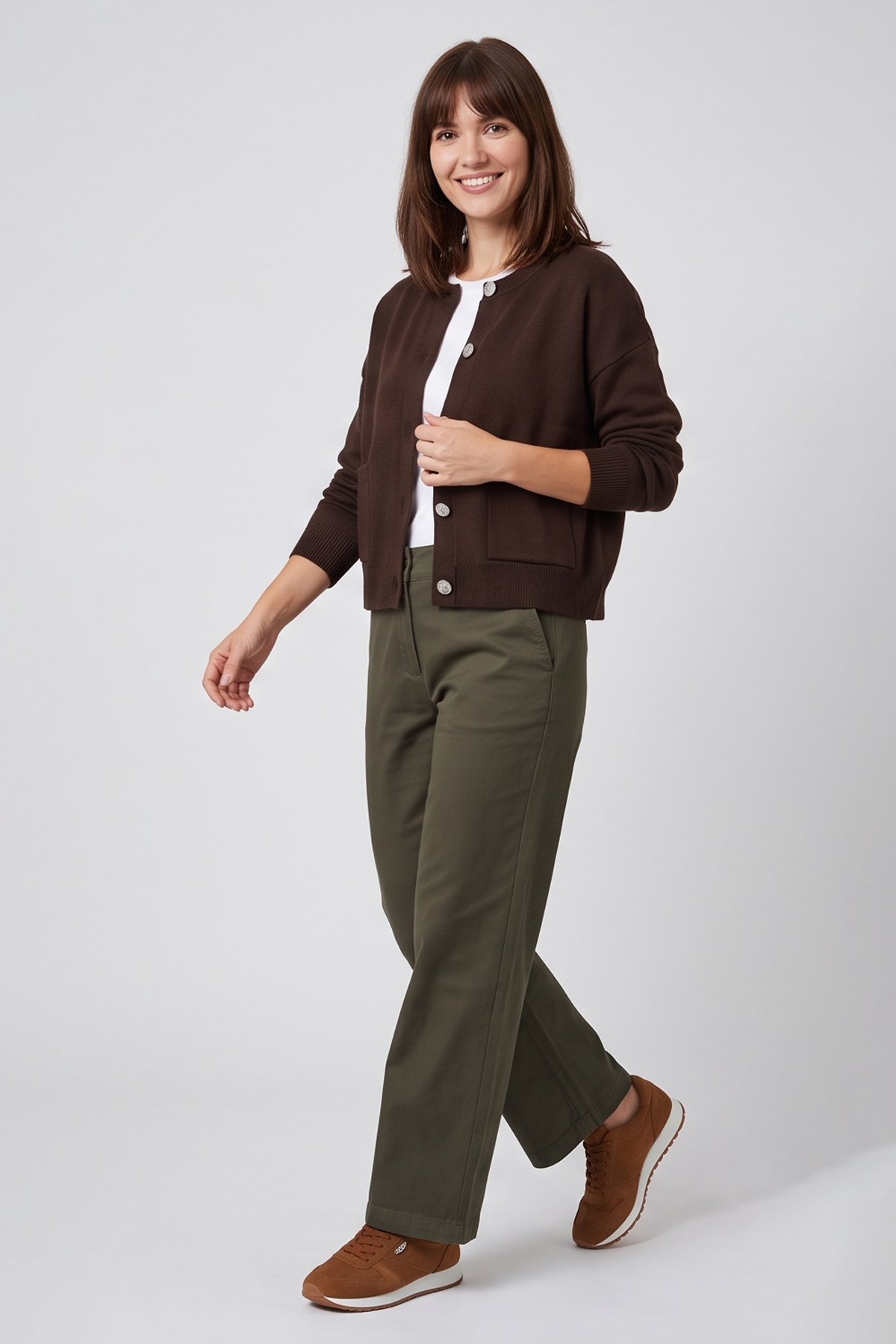 Düğmeli Hırka Kahve | Fashion Friends