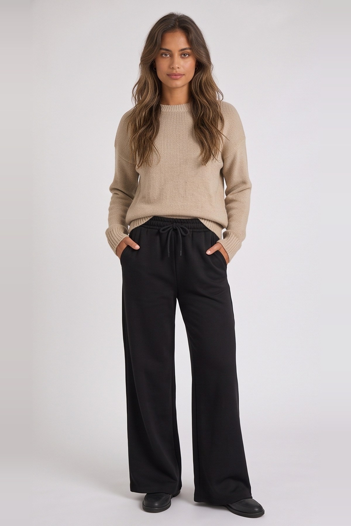 Geniş Paça Eşofman Alt Siyah | Fashion Friends