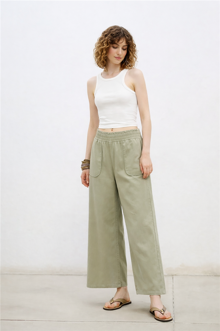 Geniş Paça Pantolon Haki | Fashion Friends