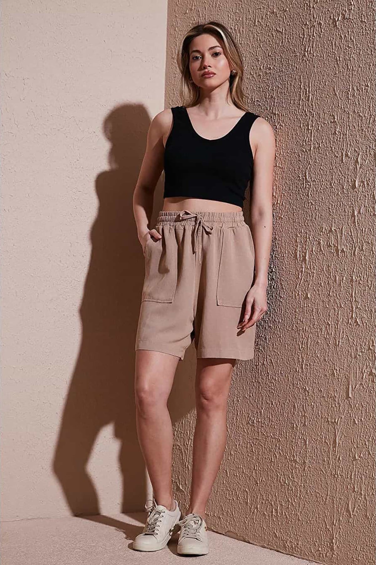 Keten Şort Bej | Fashion Friends