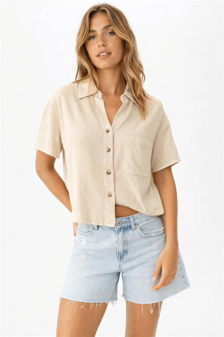 Kısa Kollu Gömlek Natural | Fashion Friends