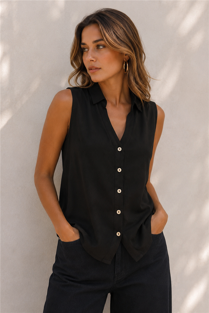 Kolsuz Gömlek Siyah | Fashion Friends