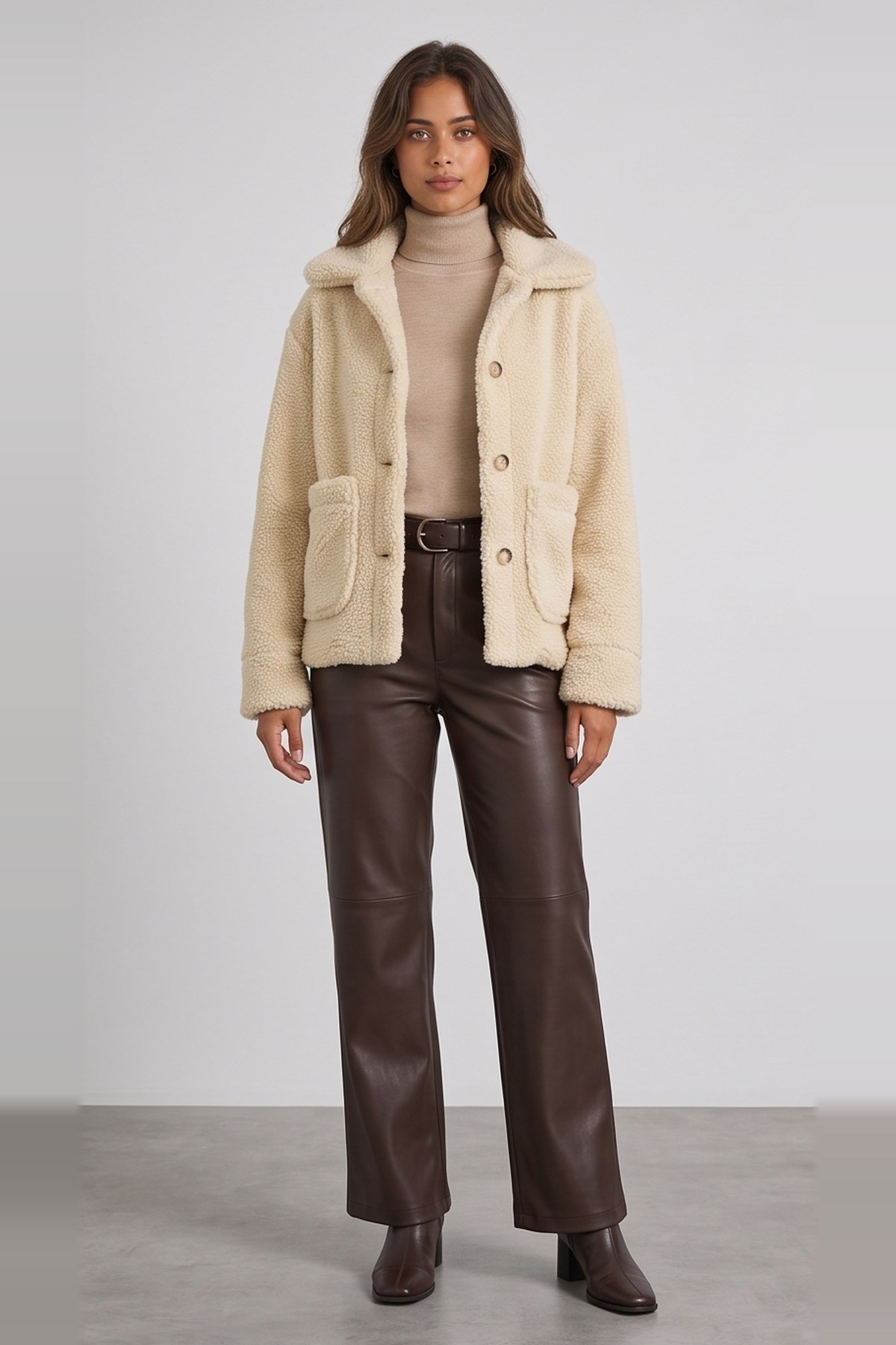 Peluş Ceket Ekru | Fashion Friends