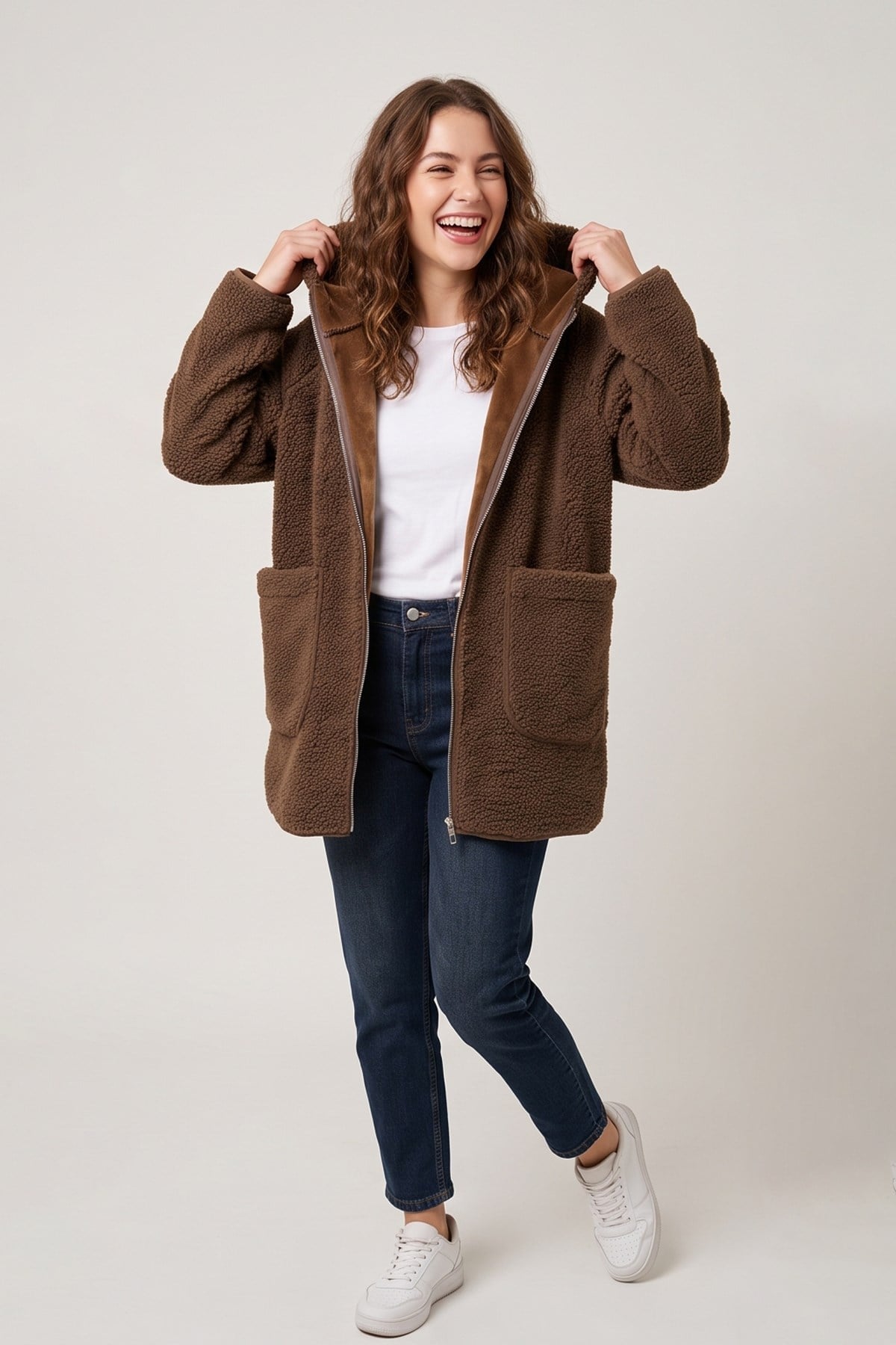 Peluş Mont Kahve | Fashion Friends