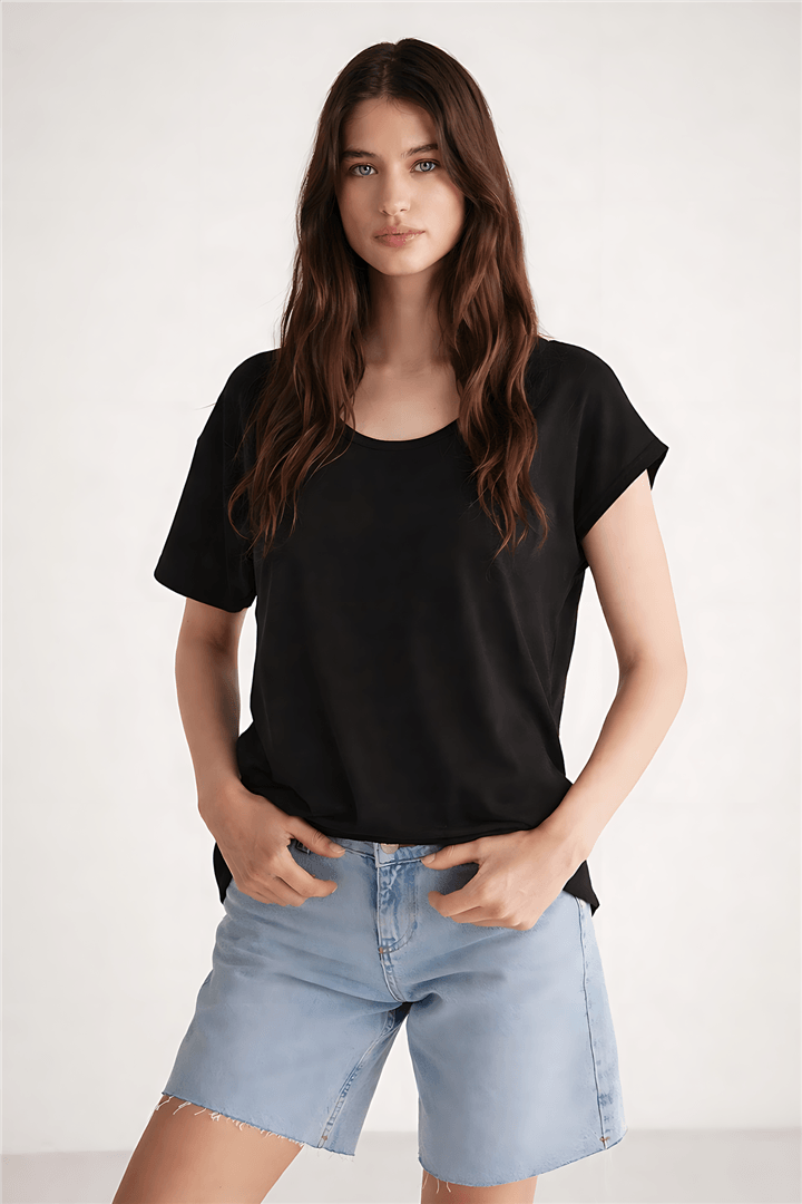 Simli Bluz Siyah | Fashion Friends