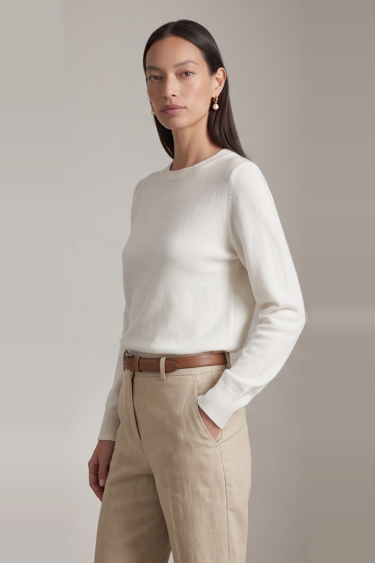 Simli Triko Bluz Bej | Fashion Friends