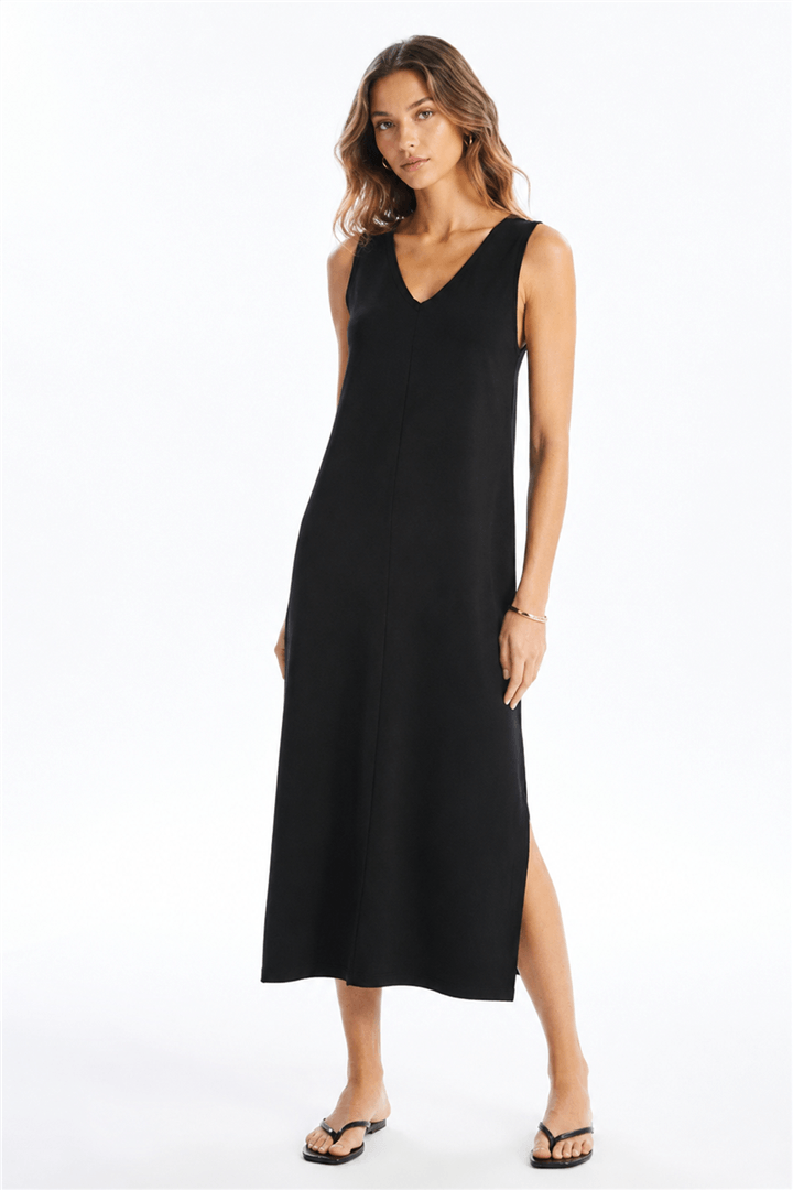 Sırt Çapraz Biyeli Elbise Siyah | Fashion Friends