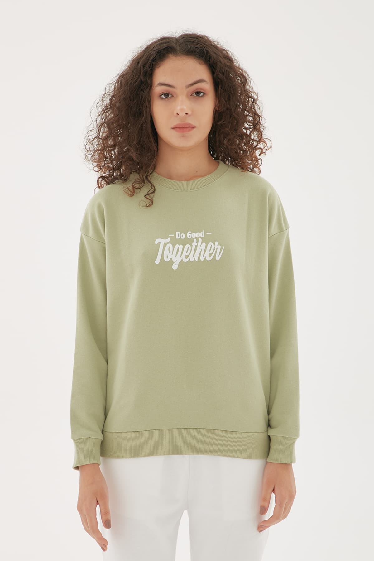 Baskılı Sweatshirt Çağla | Fashion Friends