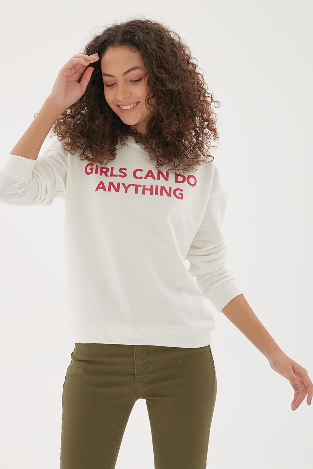 Baskılı Sweatshirt Ekru / Ecru | Fashion Friends