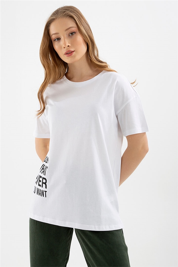 Baskılı T-shirt Beyaz / White