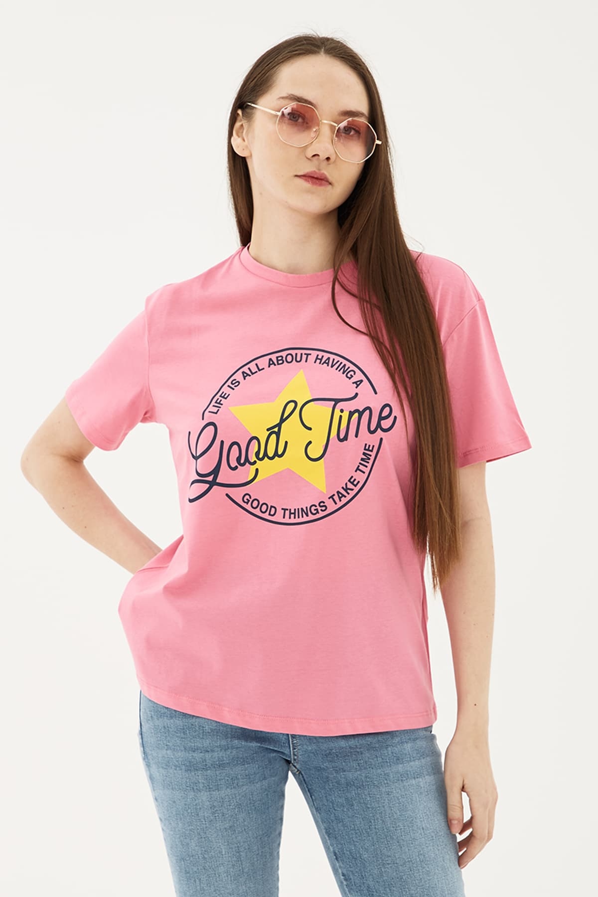 Baskılı T-Shirt Pembe / Pink | Markasız