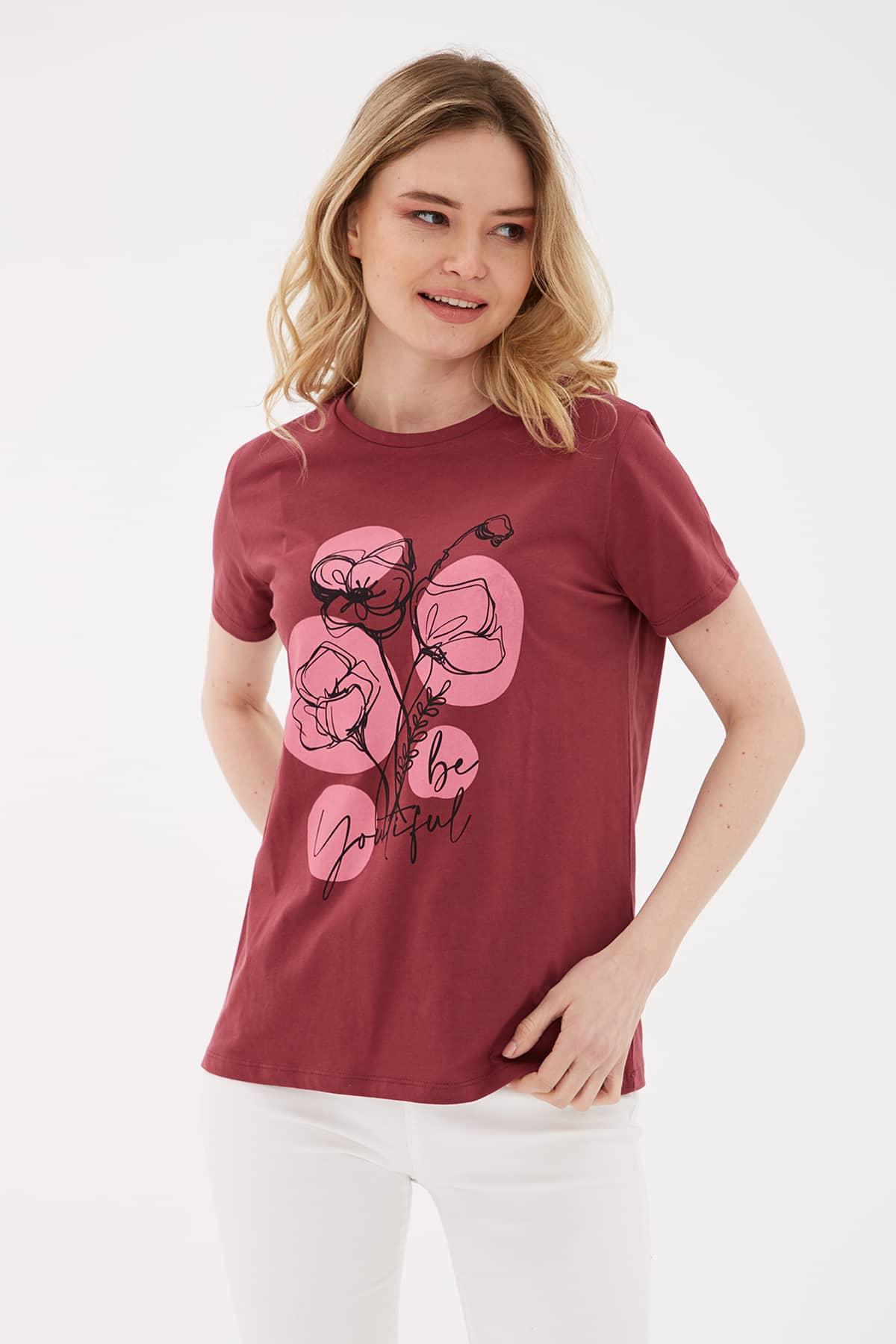 Baskılı T-Shirt Vişne / Cherry | Markasız