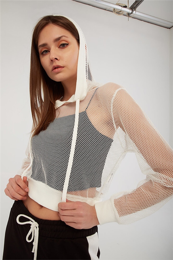 Crop Sweatshirt Beyaz