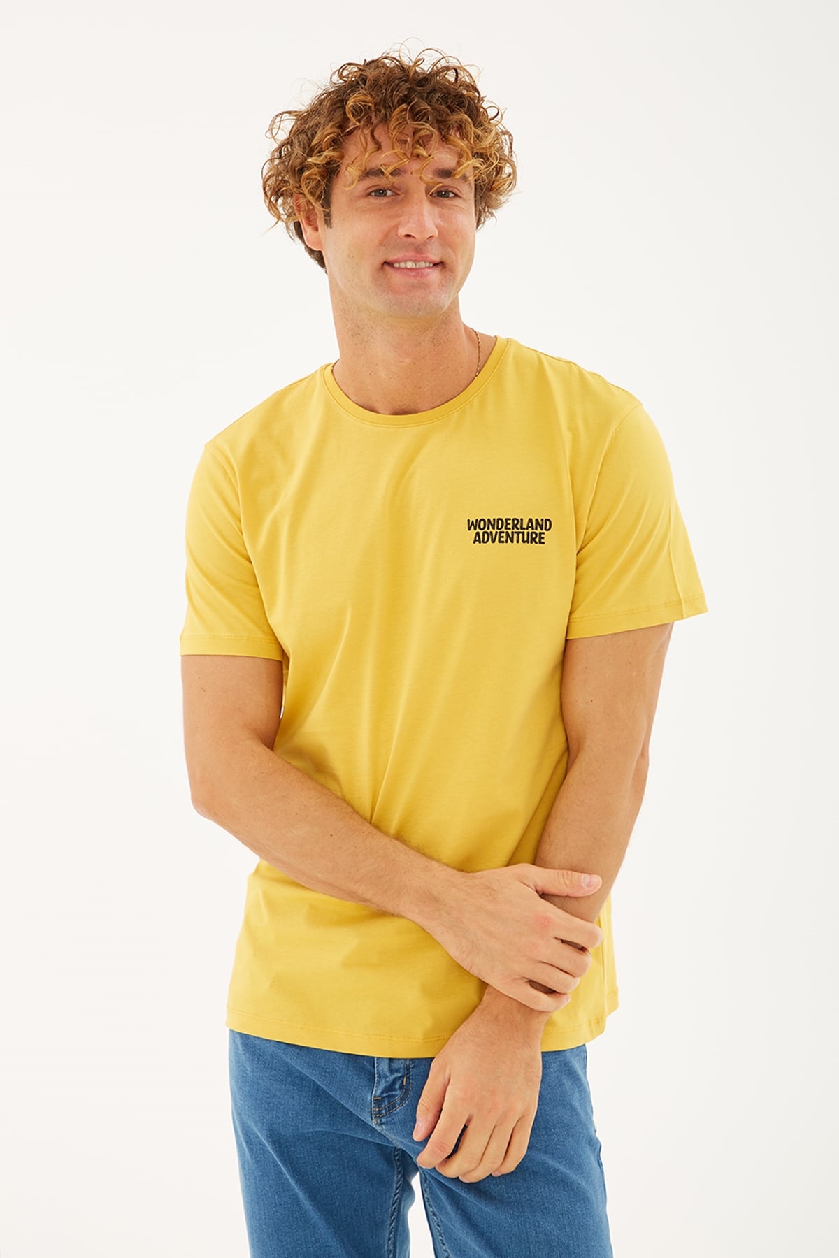 Ön Arka Baskılı T-Shirt Hardal / Mustard | Markasız