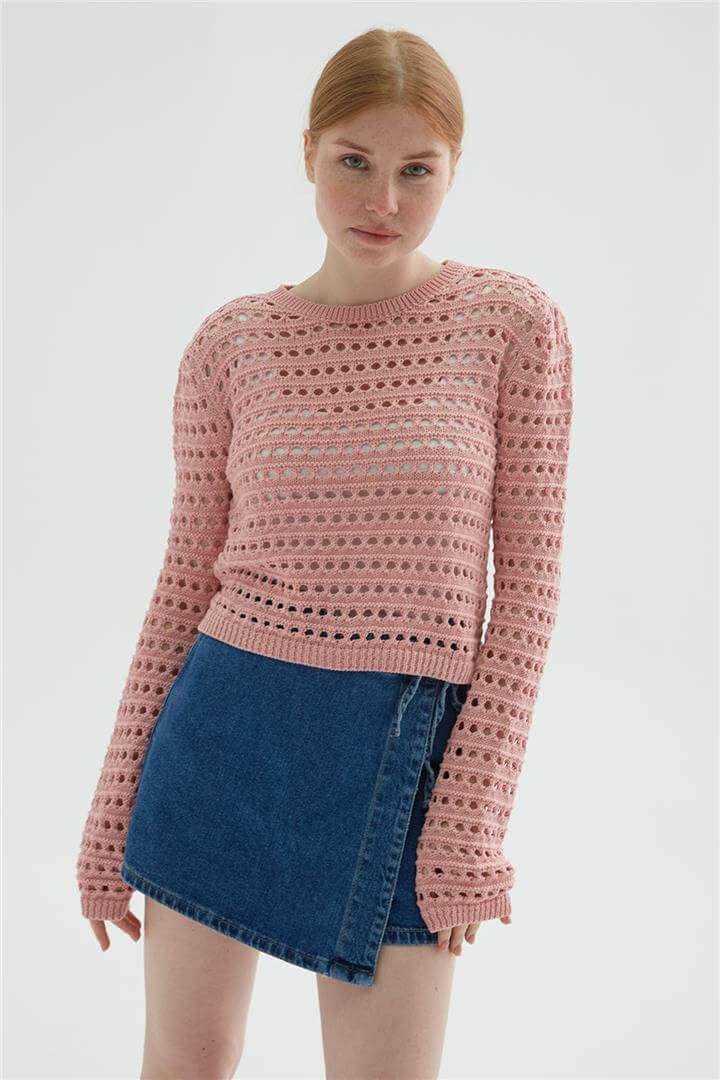 Ajurlu Bluz Pudra | Fashion Friends