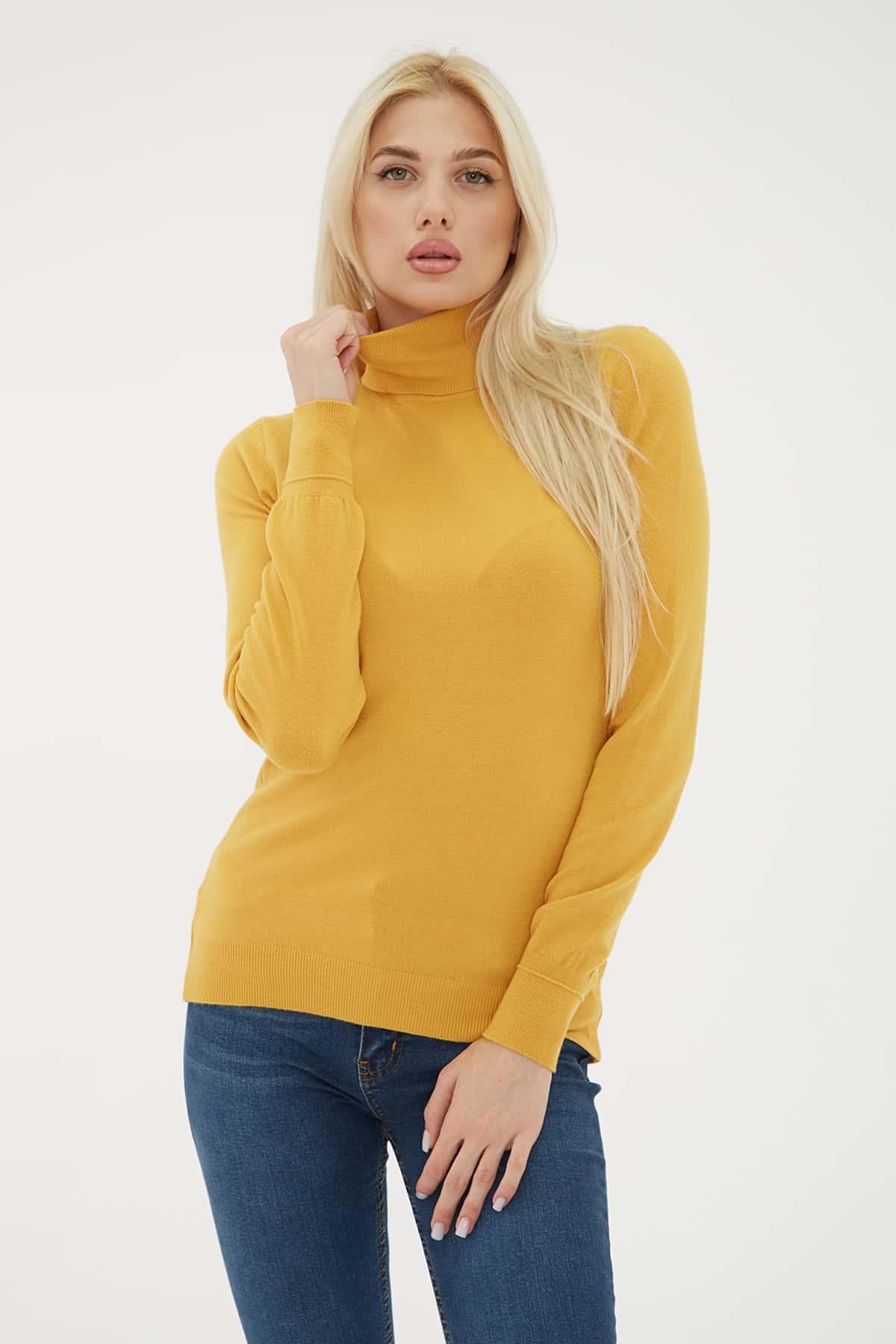 Baıkçı Yaka Kazak Hardal | Fashion Friends