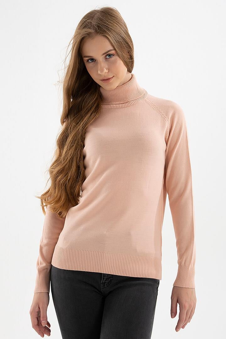 Balıkçı Yaka Kazak Pudra | Fashion Friends