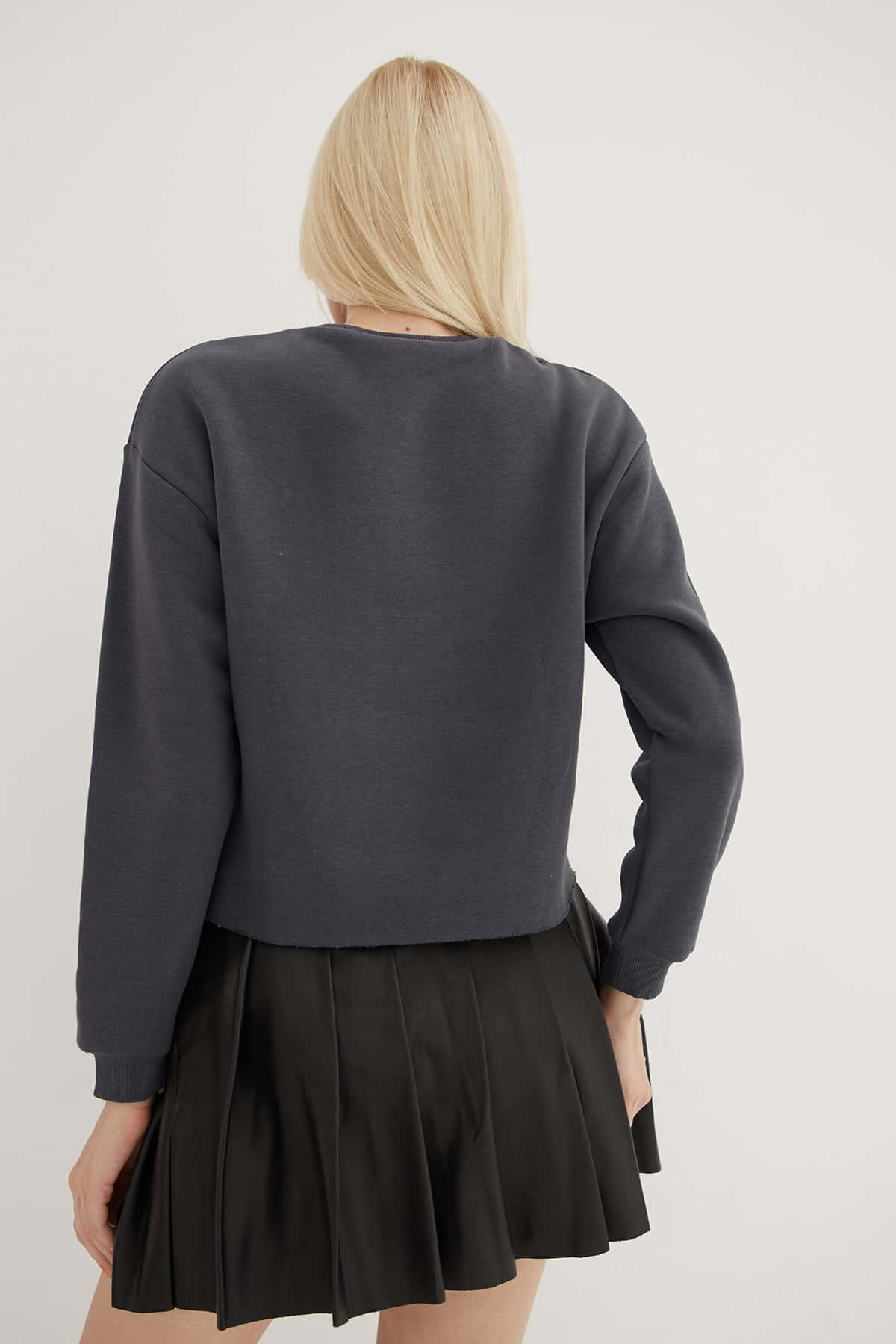 Bask l Crop Sweat Antrasit