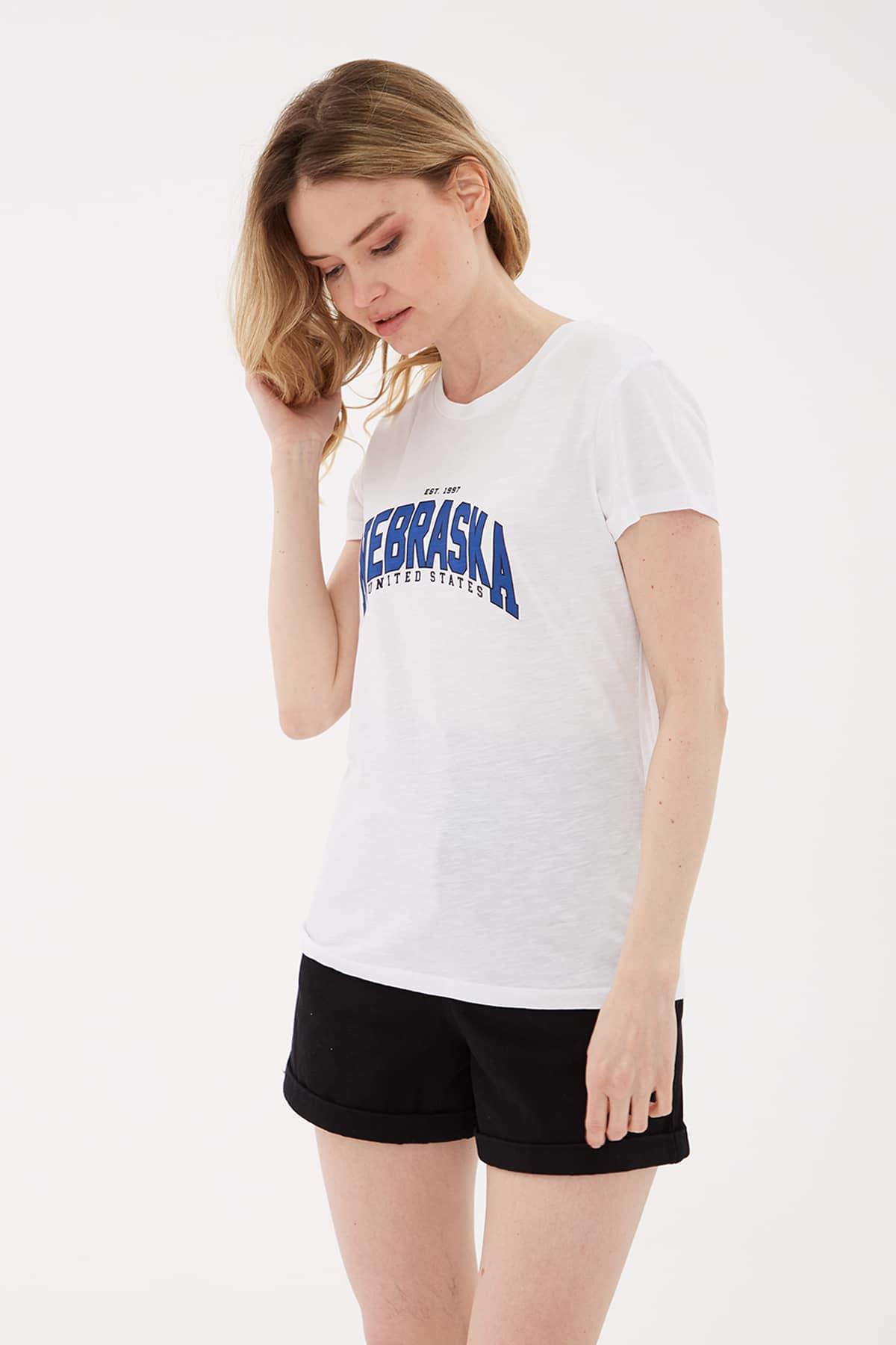 Oversize Baskılı T-Shirt Ekru / Ecru | Fashionfriends