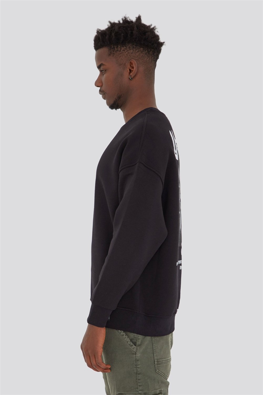 Baskılı Oversize Sweatshirt Siyah