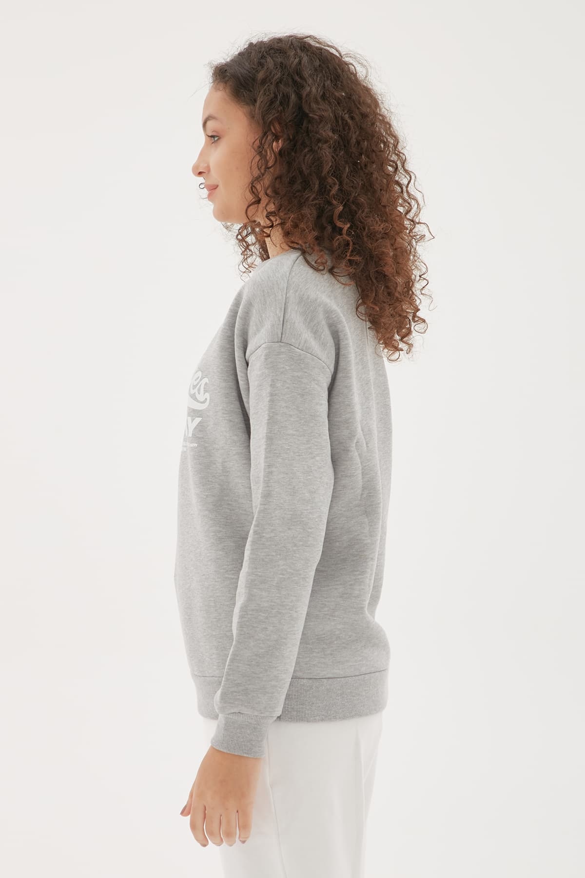 Baskılı Sweatshirt Gri / Grey | Fashion Friends