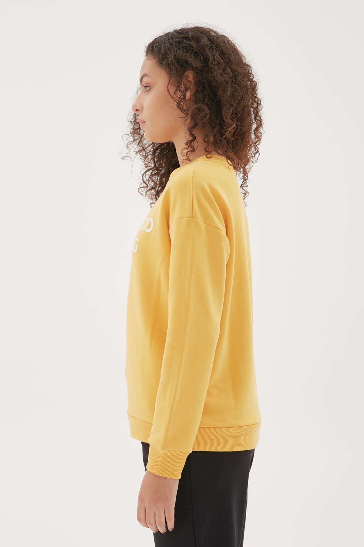 Baskılı Sweatshirt Hardal / Mustard | Fashion Friends