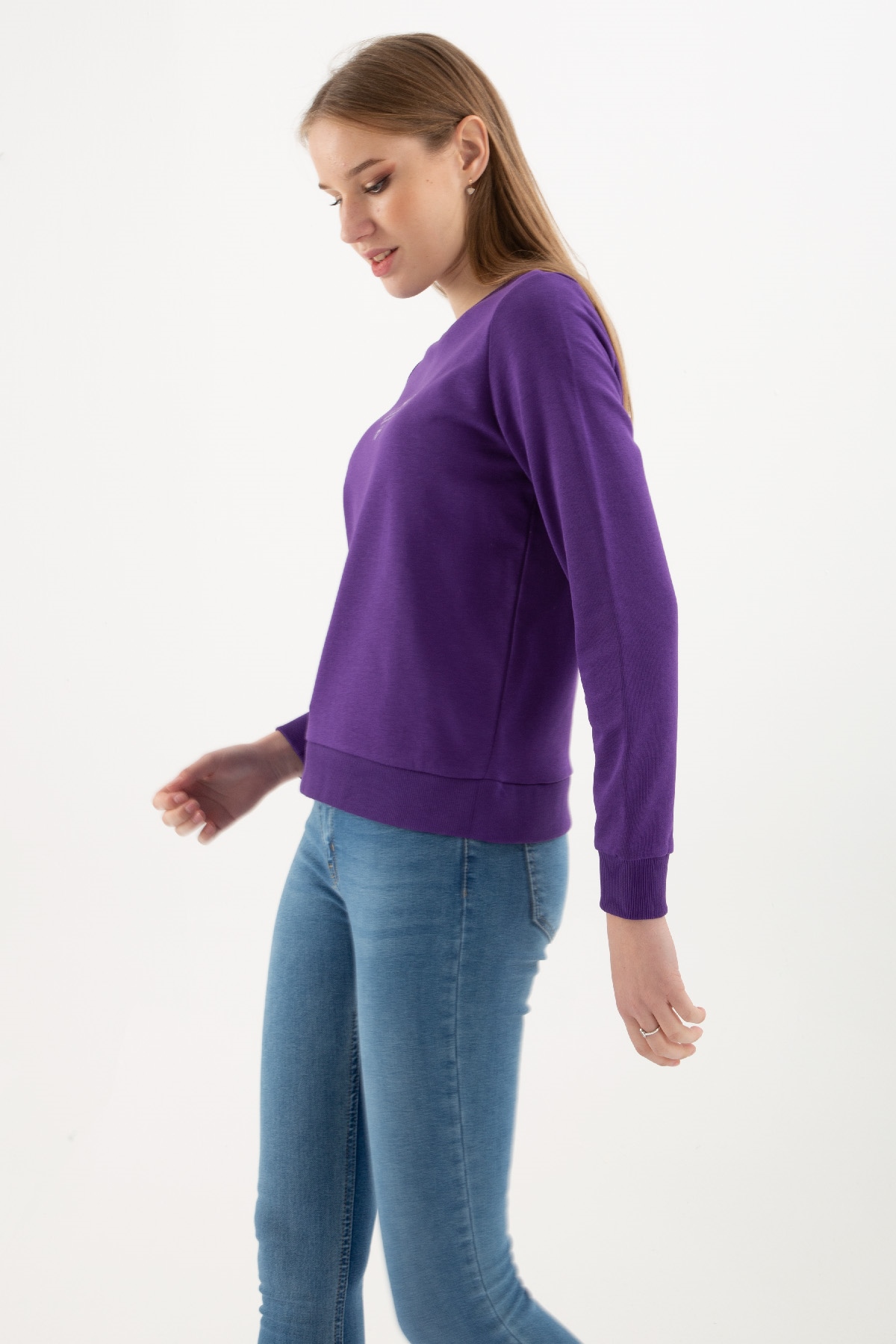 Baskılı Sweatshirt Lila / Lilac | Fashion Friends