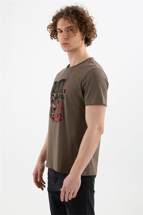 Baskılı T-Shirt Haki / Khaki