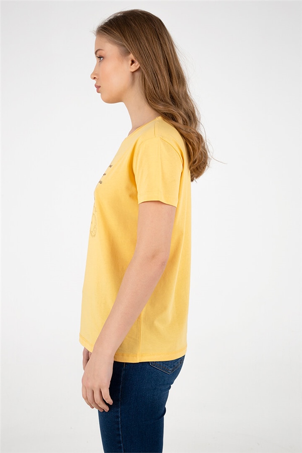 Baskılı T-Shirt Hardal / Mustard