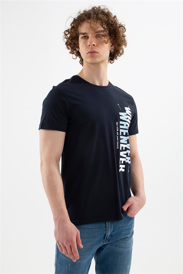 Baskılı T-Shirt Lacivert / Navy