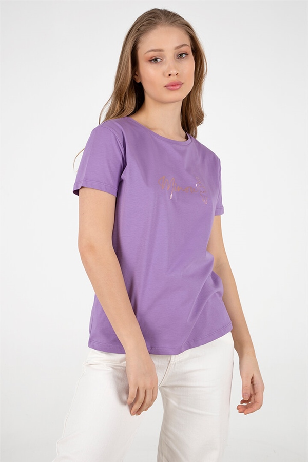 Baskılı T-Shirt Lila / Lilac