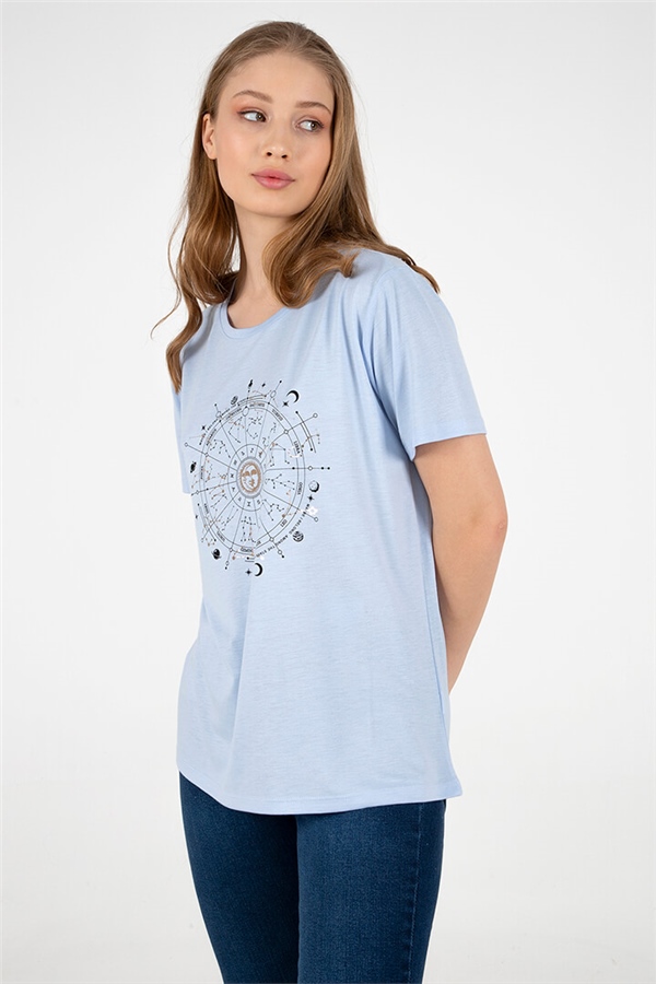 Baskılı T-shirt Mavi / Blue