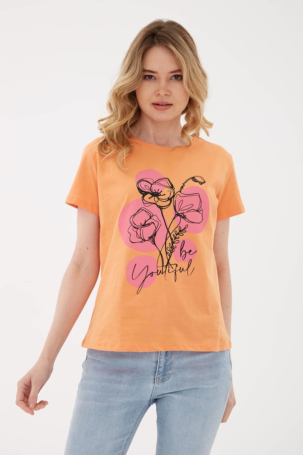 Baskılı T-Shirt Oranj / Orange | Markasız