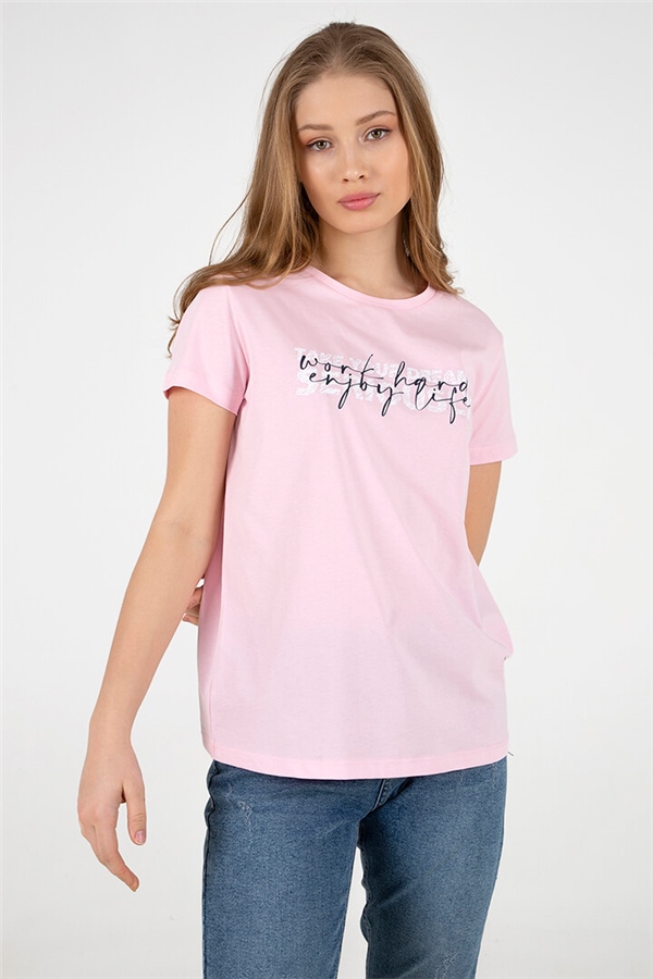Baskılı T-Shirt Pembe / Pink