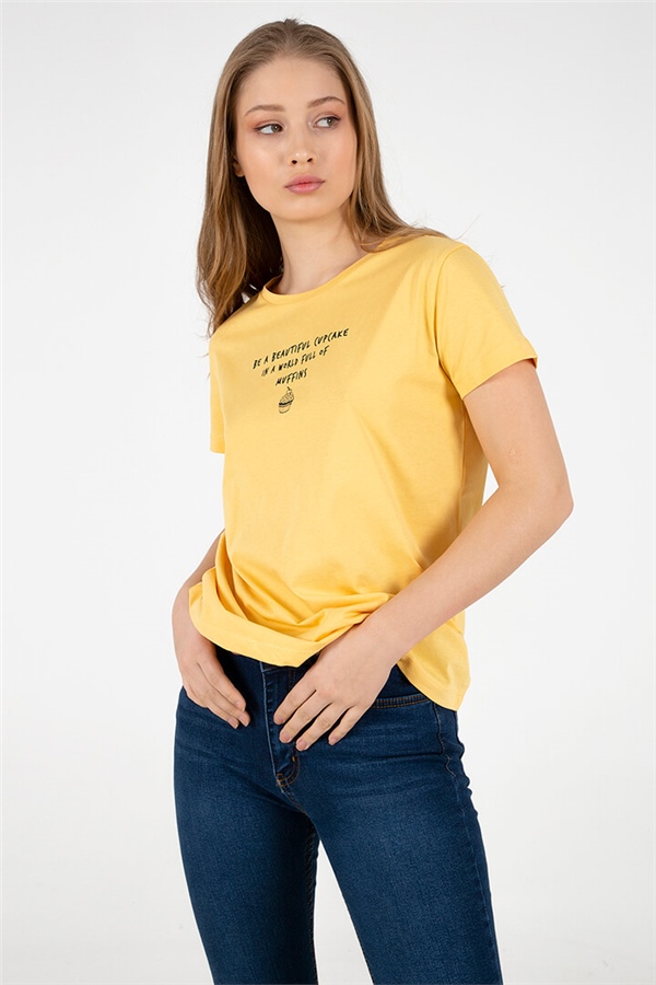 Baskılı T-Shirt Sarı / Yellow