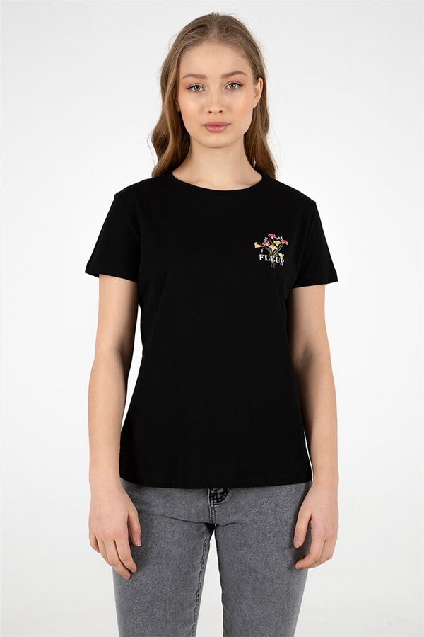 Baskılı T-Shirt Siyah / Black