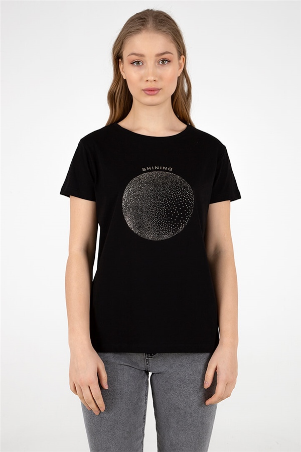 Baskılı T-Shırt Siyah / Black