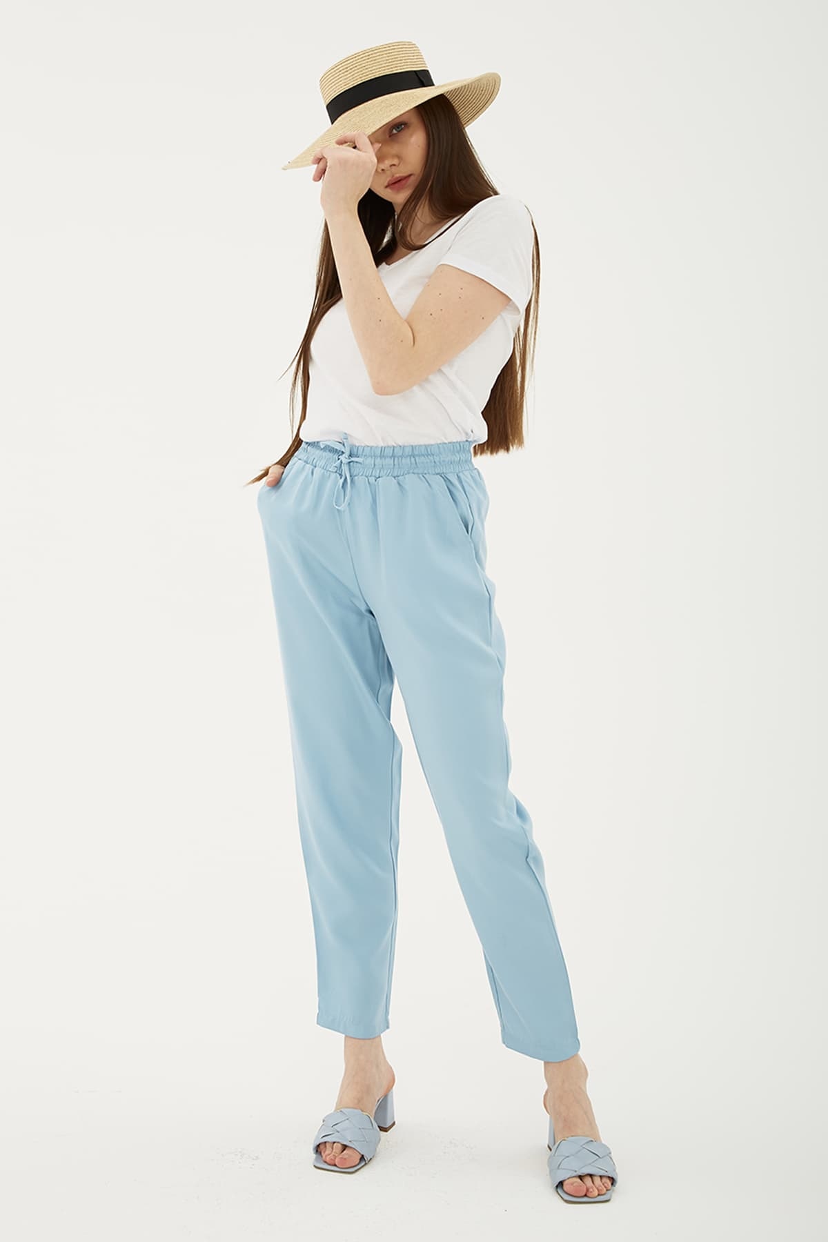Beli Bağlamalı Pantolon Mavi / Blue | Markasız