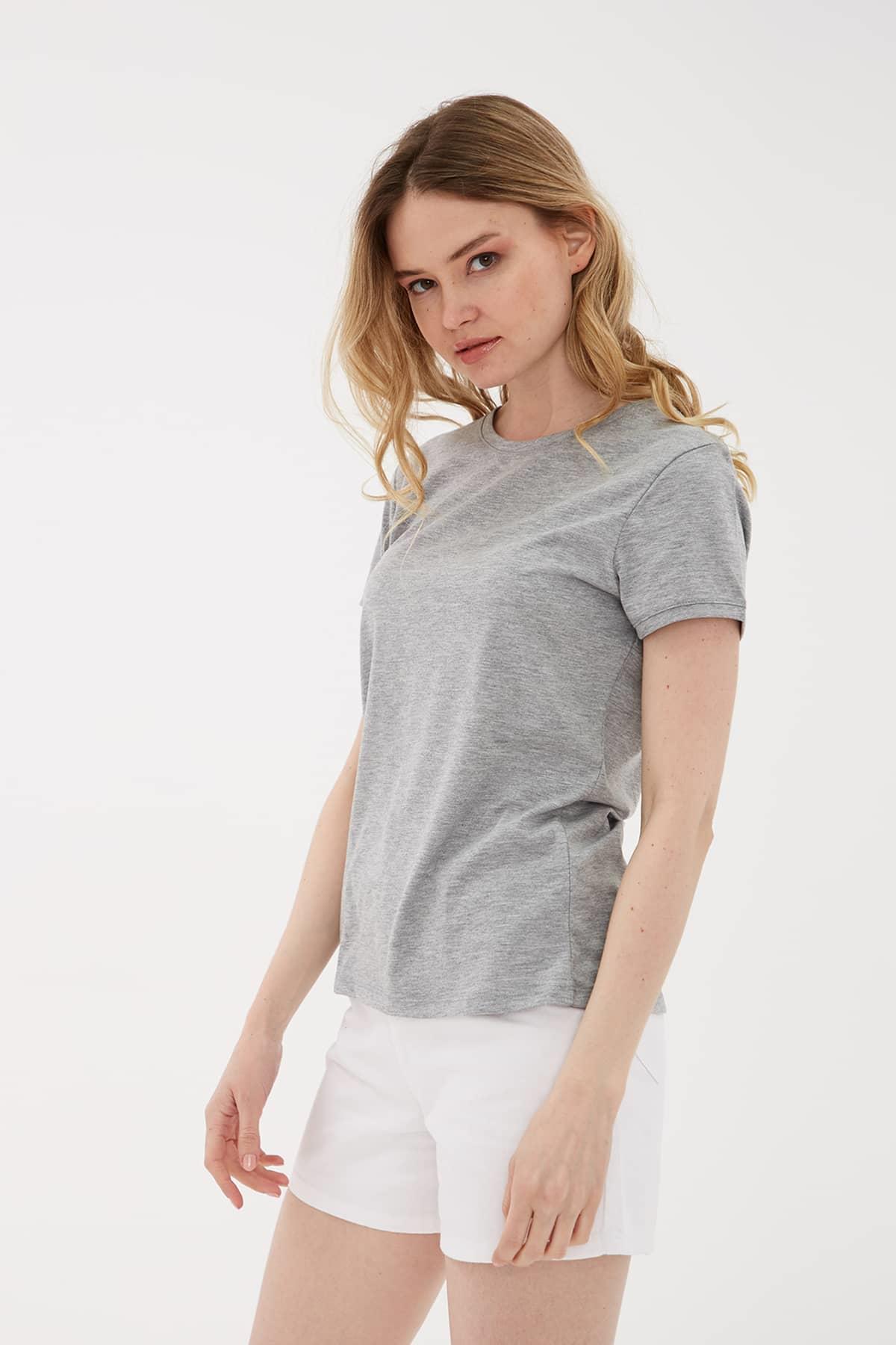 Bisiklet Yaka T-Shirt Gri Melanj / Grey Melange | Fashionfriends