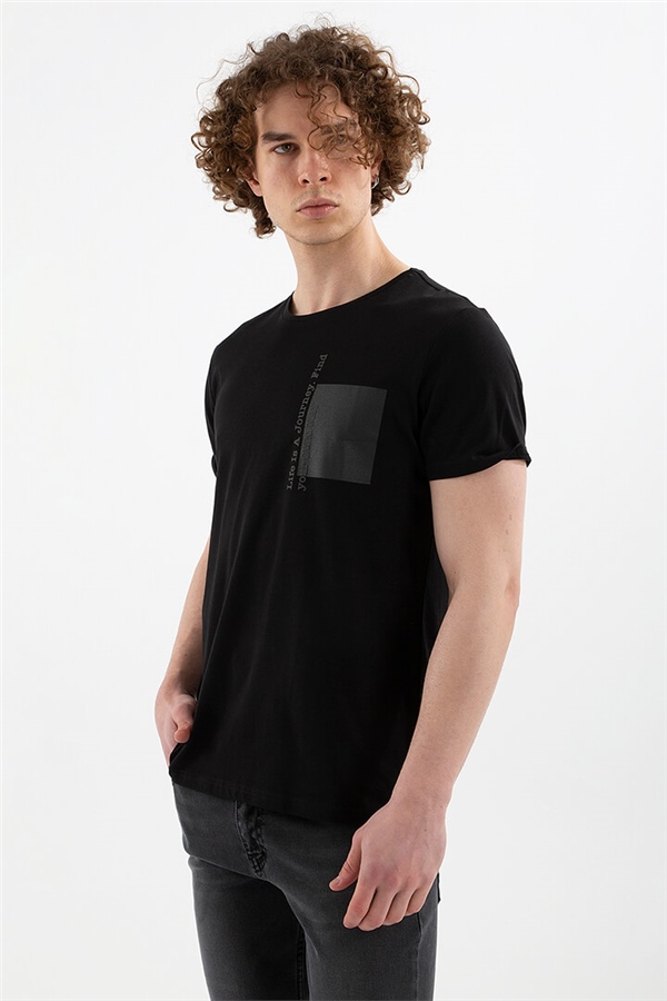 Cep Baskılı T-Shirt Siyah / Black