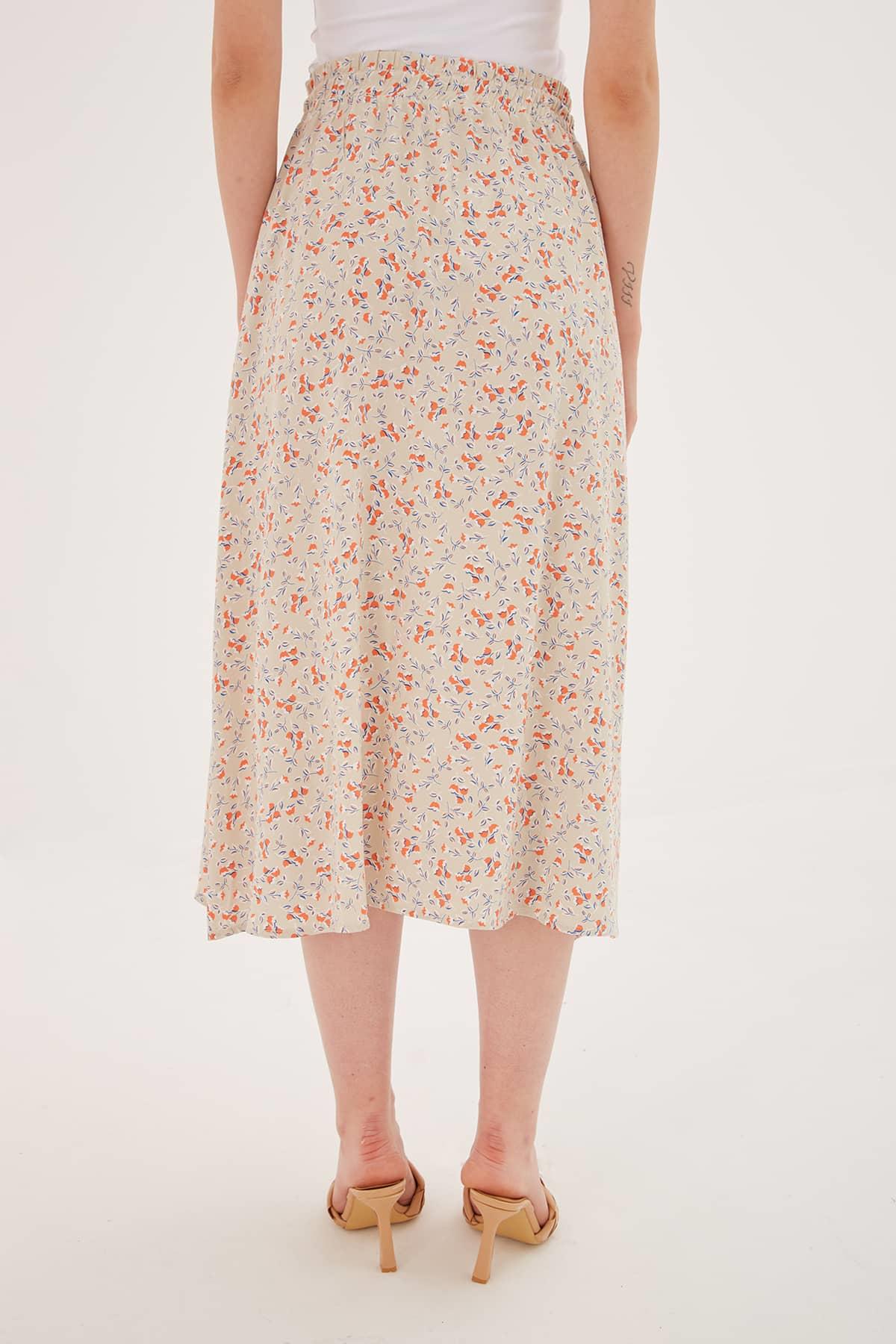 Desenli Etek Bej / Beige | Fashion Friends