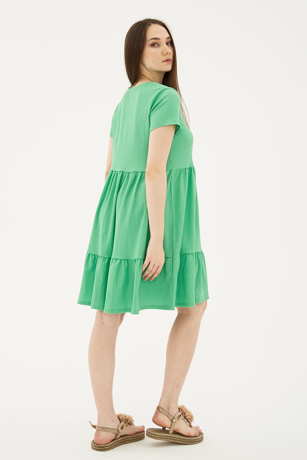Kısa Kollu Elbise Yeşil / Green | Markasız