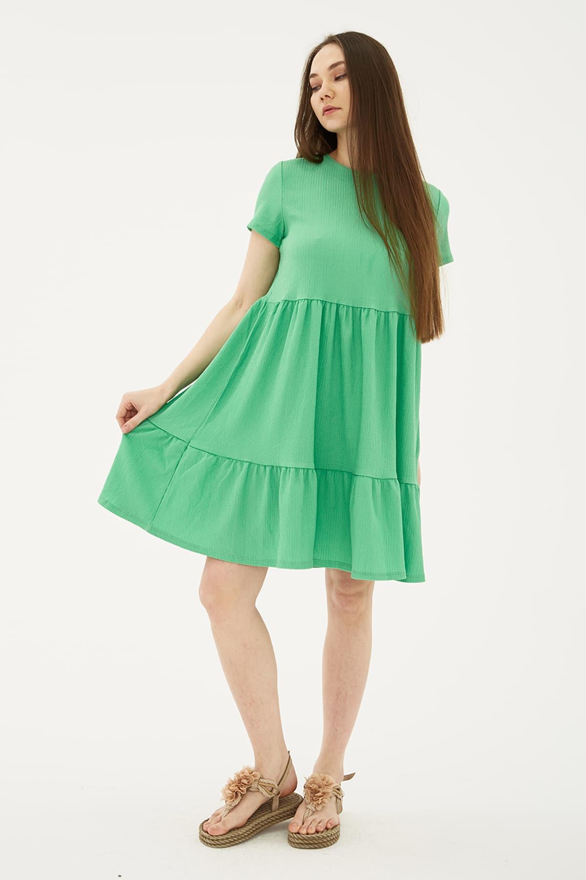 Kısa Kollu Elbise Yeşil / Green | Markasız