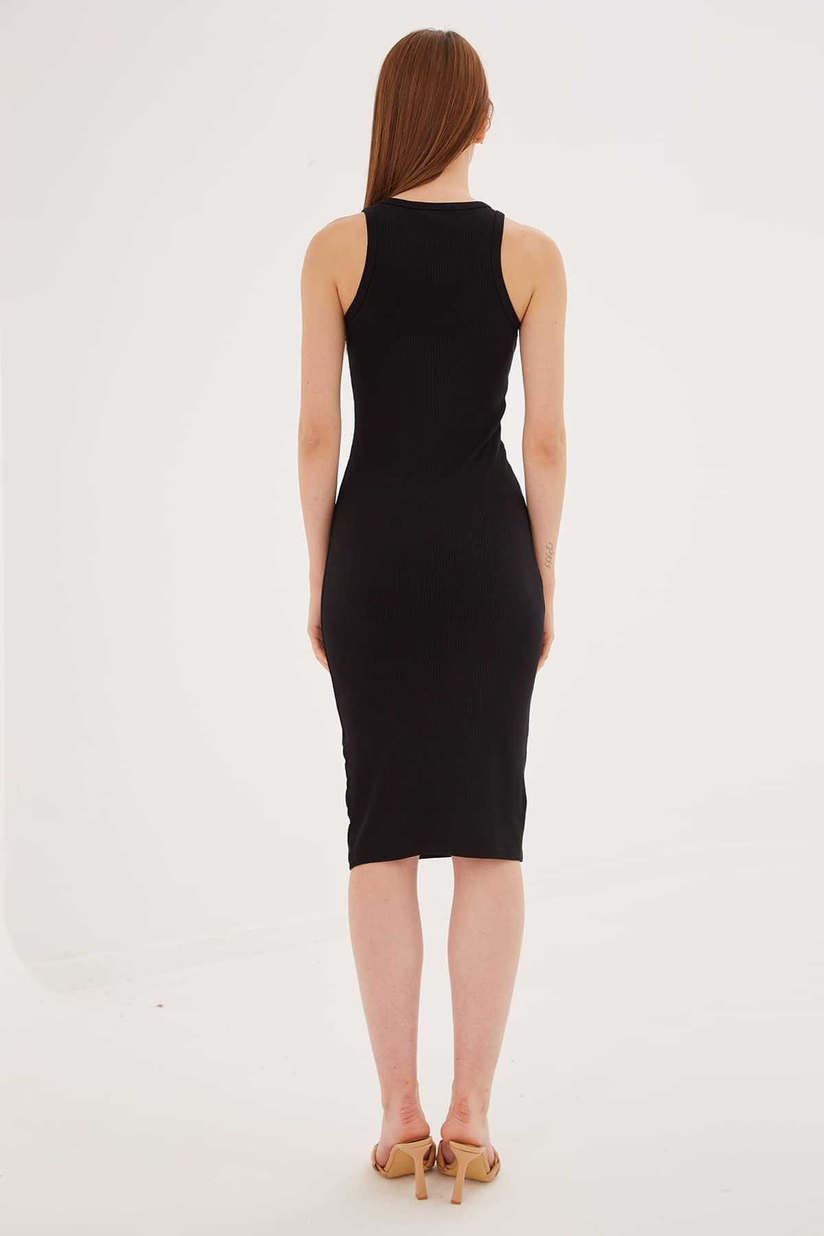 Midi Elbise Siyah / Black | Fashion Friends