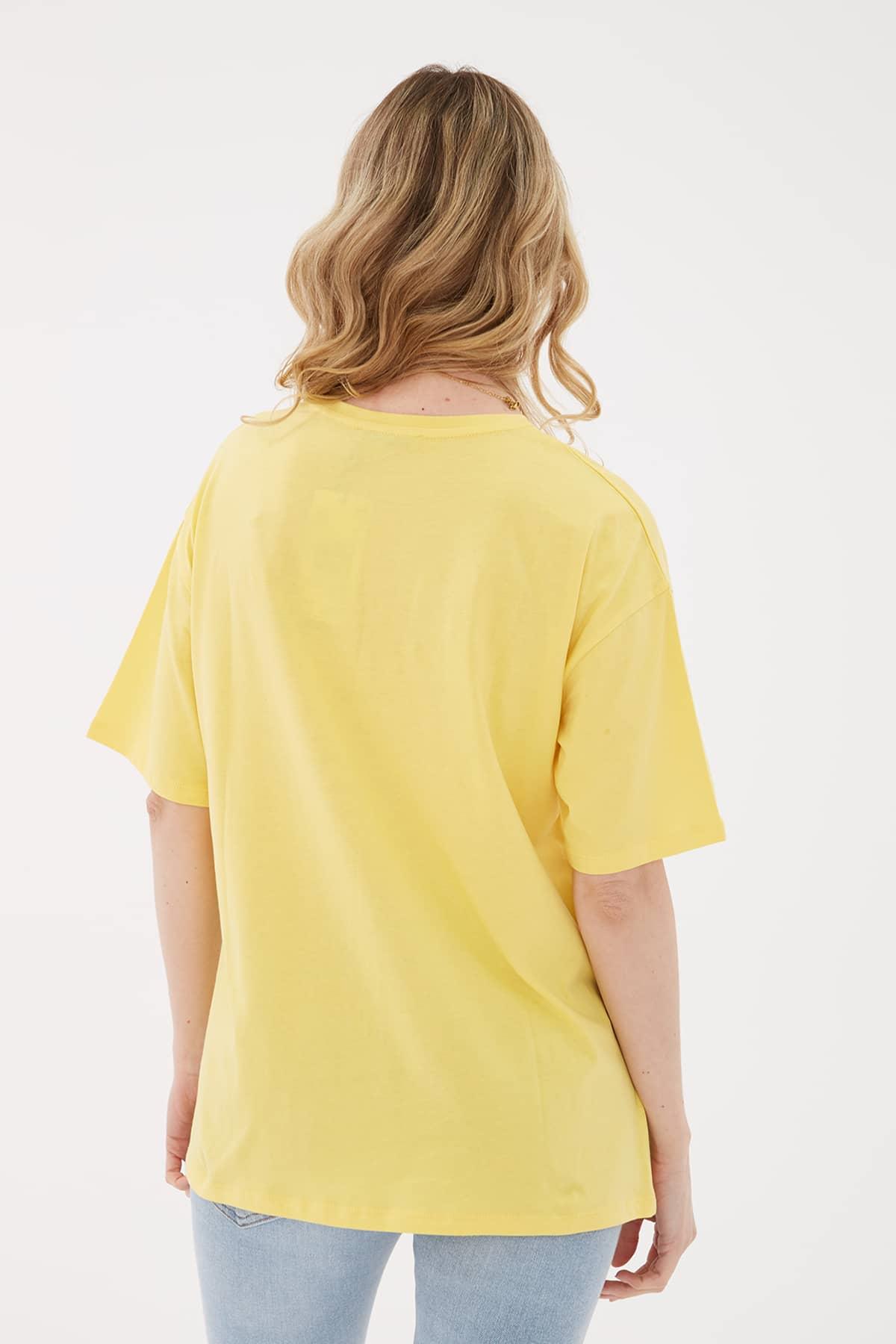 Oversize Baskılı T-Shirt Sarı / Yellow | Markasız