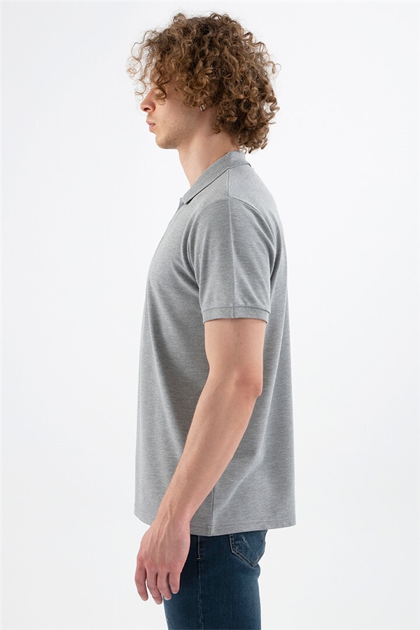 Polo Yaka T-Shirt Gri Melanj / Grey Melange