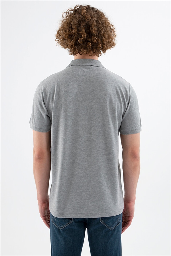 Polo Yaka T-Shirt Gri Melanj / Grey Melange