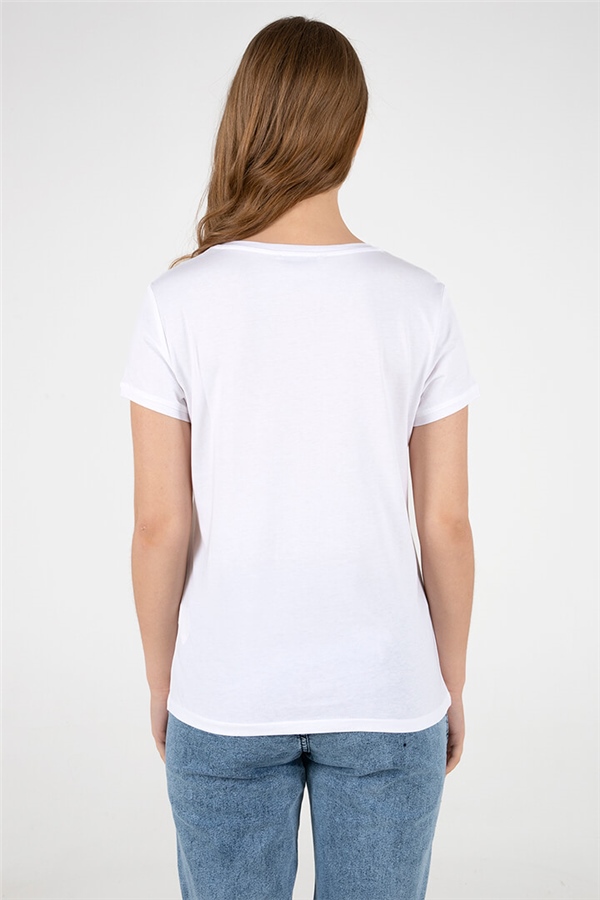 V Yaka T-shirt Beyaz / White