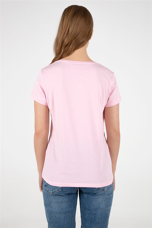 V Yaka T-shirt Pembe / Pink